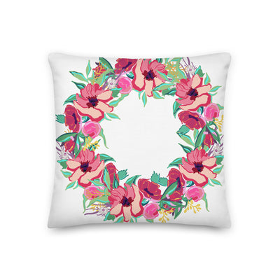 Colorful Flora Wreath Premium Pillow - Artski&Hush