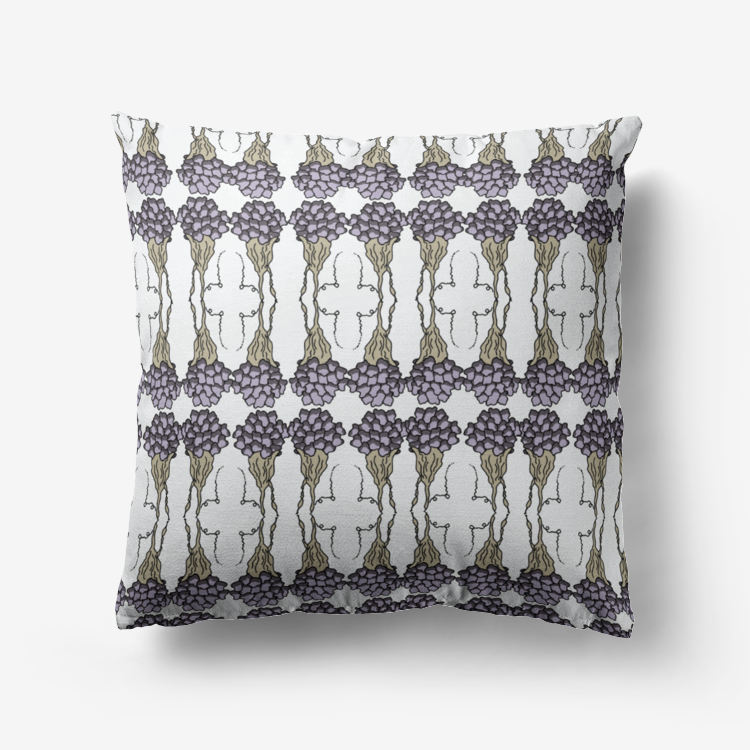 Purple Flora Patterned Hypoallergenic Throw Pillow