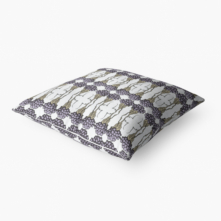 Purple Flora Patterned Hypoallergenic Throw Pillow