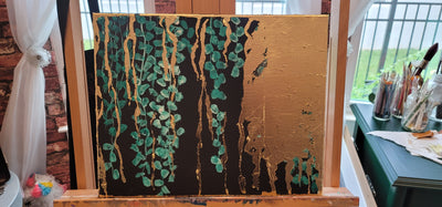Golden Vines Acrylic Painting - Artski&Hush