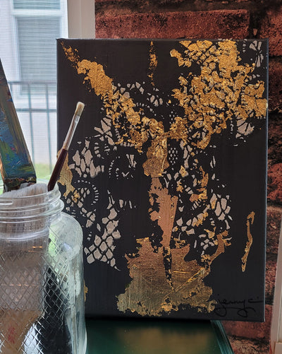 Golden Grey Textured Acrylic Painting - Artski&Hush