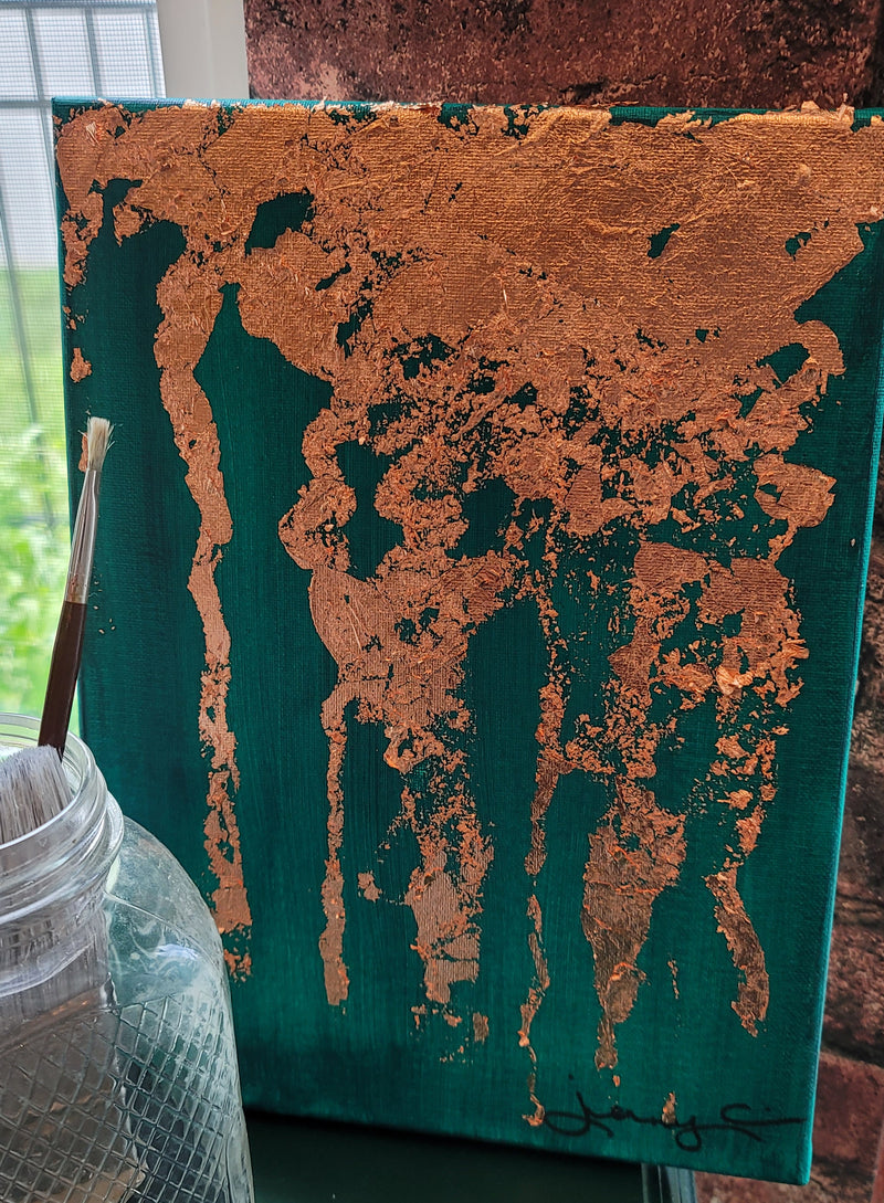 Messy Copper Acrylic Painting - Artski&Hush