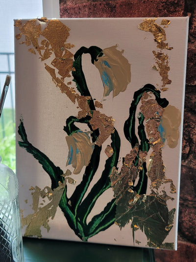 Gold Leaf Flower Acrylic Painting - Artski&Hush