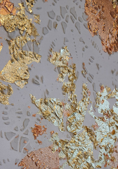 Gold Leaf Textured Acrylic Paintings Set of 5 - Artski&Hush