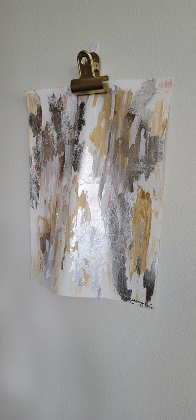 Loose Canvas Silver abstract acrylic painting - Artski&Hush