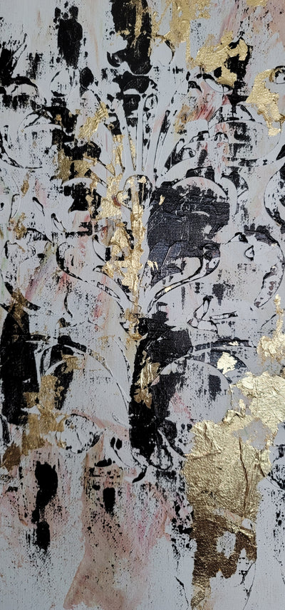 Loose Canvas Abstract Black Damask acrylic painting - Artski&Hush