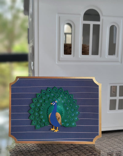 Navy Golden Peacock Notecard - Artski&Hush