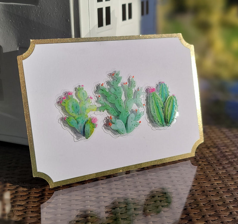 White Cactus Embellished Notecard - Artski&Hush