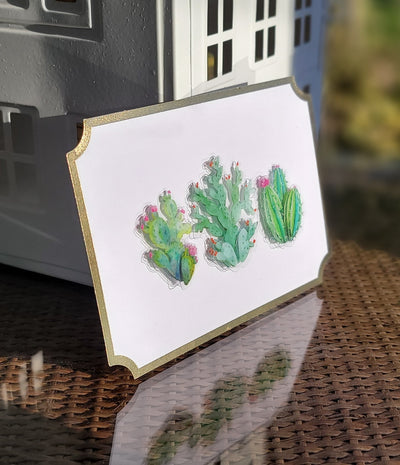 White Cactus Embellished Notecard - Artski&Hush
