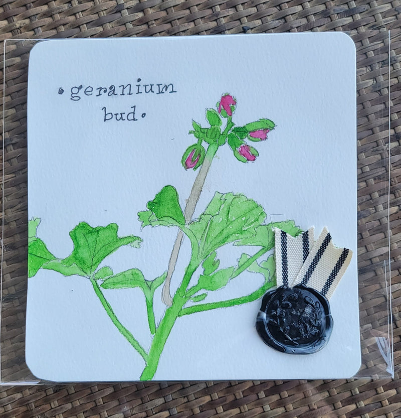 Geranium Bud Watercolor Card - Artski&Hush