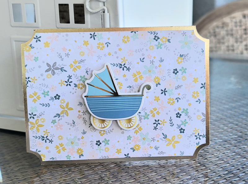 Baby Carriage Embellished Notecard - Artski&Hush