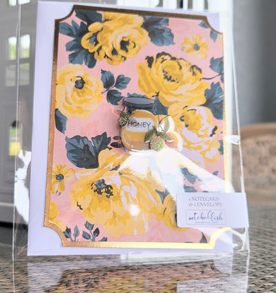 Golden Rose Embellished Notecard - Artski&Hush