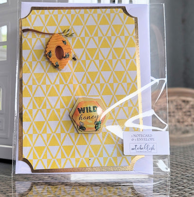 Yellow Bees Embellished Notecard - Artski&Hush