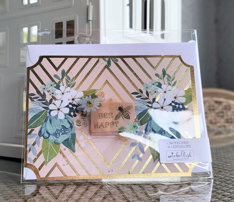Happy Bee Embellished Notecard - Artski&Hush