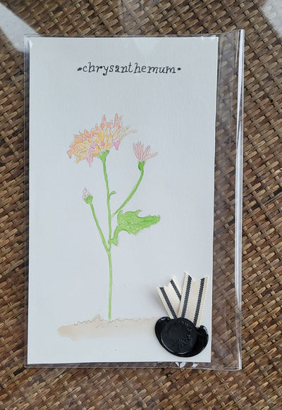 Chrysanthemum Watercolor Card - Artski&Hush