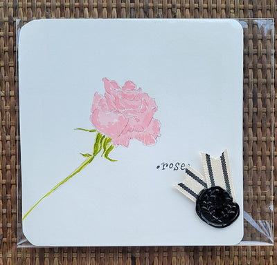 The Pink Rose Watercolor Card - Artski&Hush