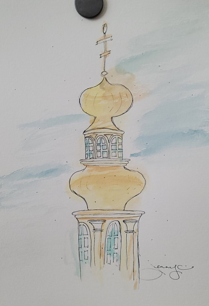 The Golden Tower Drawing - Artski&Hush