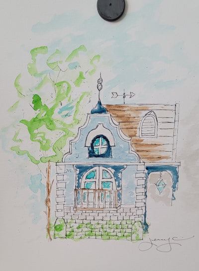 Cute Cottage Drawing - Artski&Hush