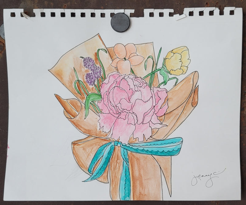 Floral Arrangement Drawing - Artski&Hush