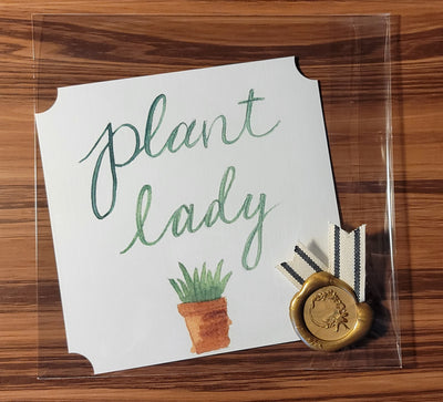 Plant Lady Watercolor Card
