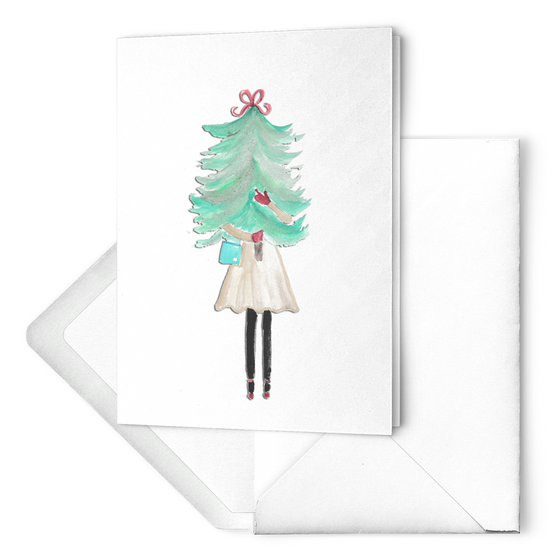 Watercolor Christmas Tree Time Christmas Cards - Artski&Hush