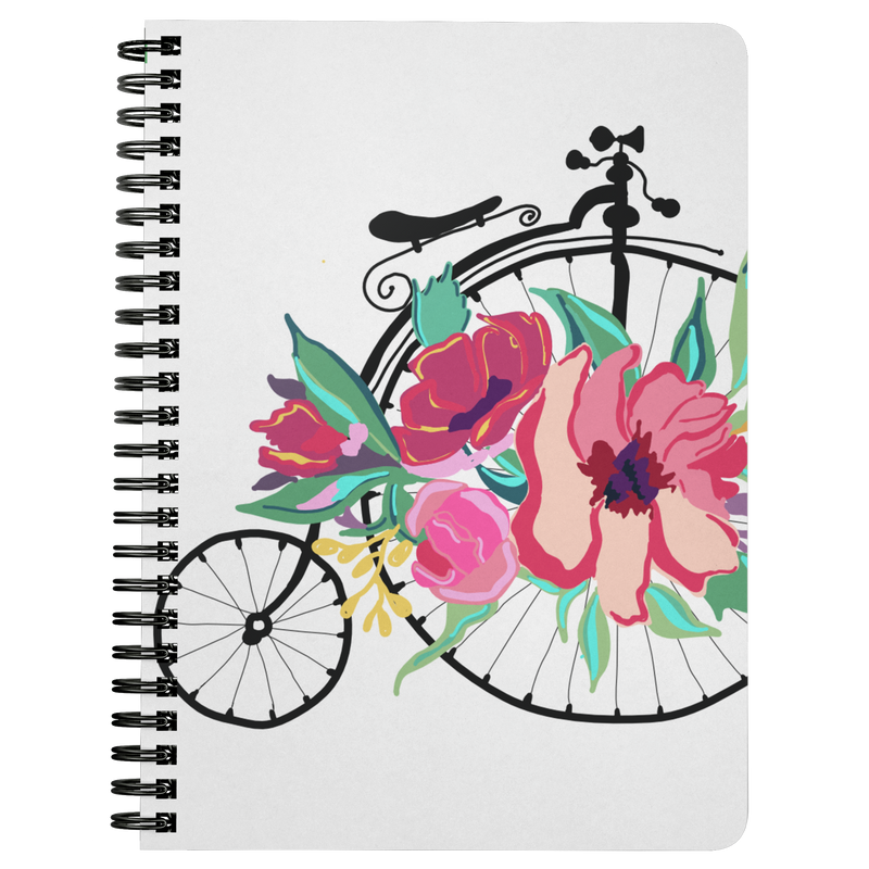 Flora Bicycle Spiral Notebook in Green - Artski&Hush