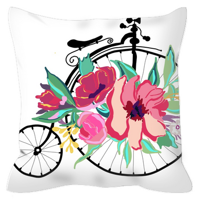Flora Bicycle Decorative Outdoor Pillows - Artski&Hush