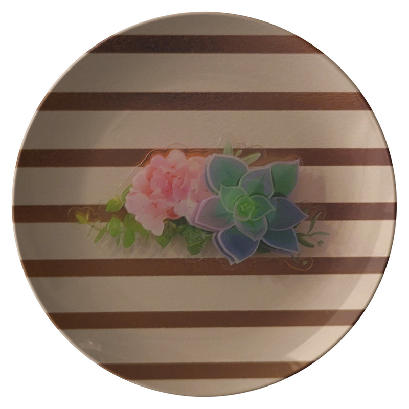 Golden Stripe Rose "Paper" Plate