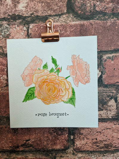 Rose Bouquet Watercolor Card - Artski&Hush