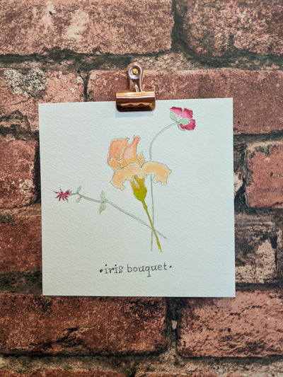 Iris Bouguet Watercolor Card - Artski&Hush