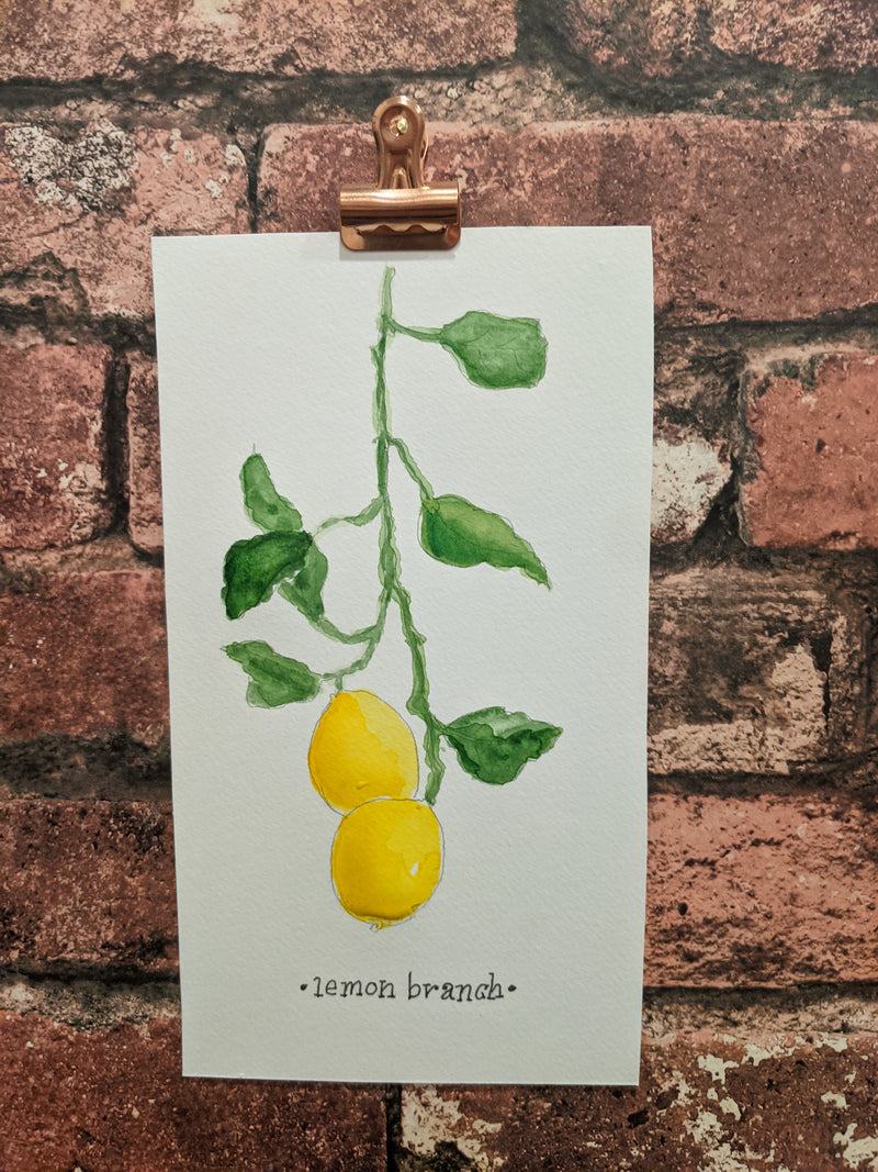 Lemon Branch Watercolor Card - Artski&Hush