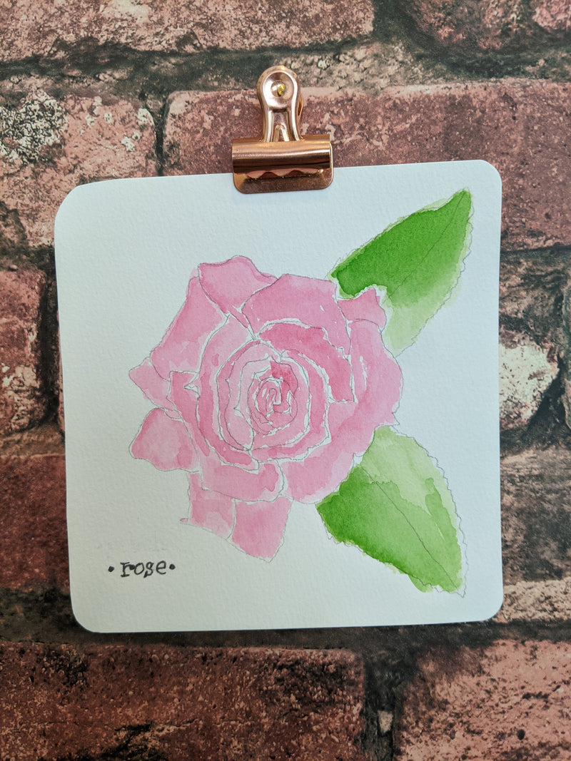 Rose Watercolor Card - Artski&Hush