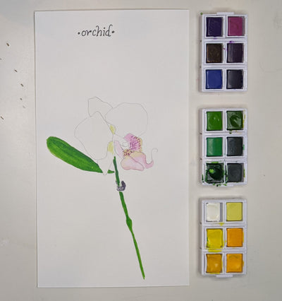 Orchid Watercolor Card - Artski&Hush