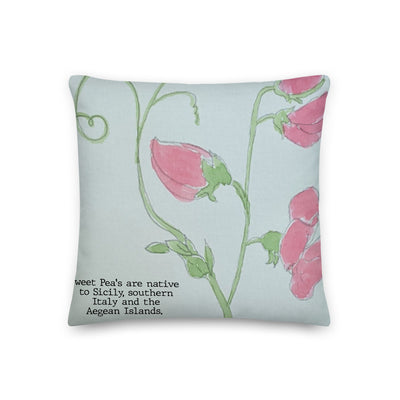 Sweet Pea Watercolor Premium Pillow - Artski&Hush