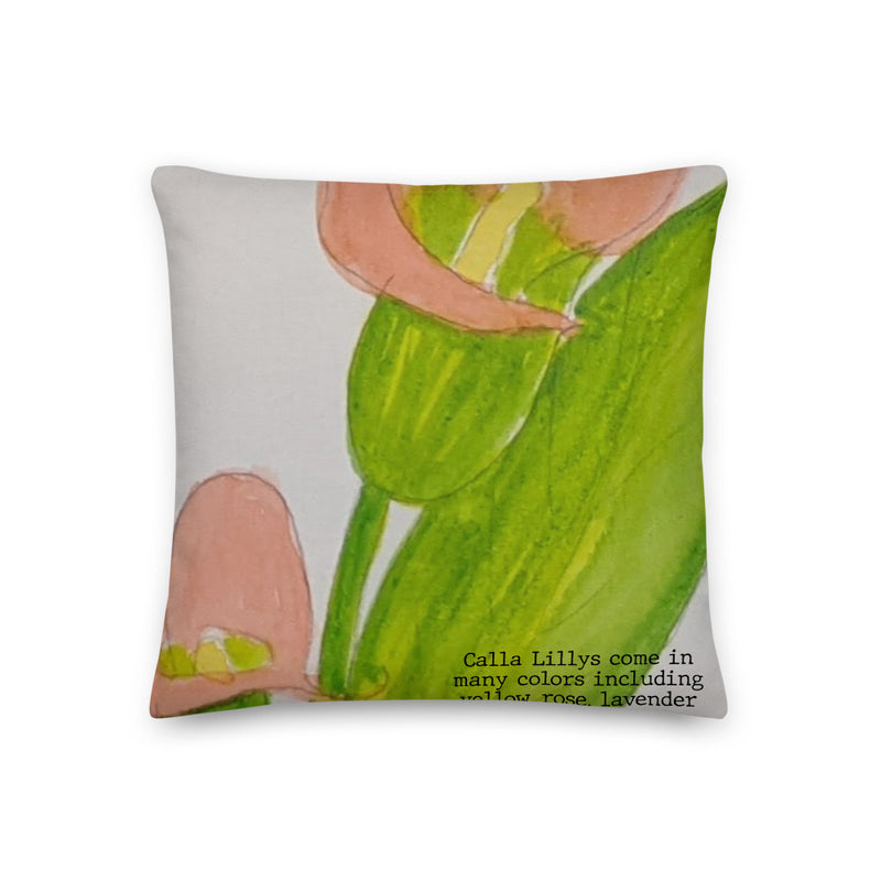 Calla Lily Watercolor Premium Pillow - Artski&Hush