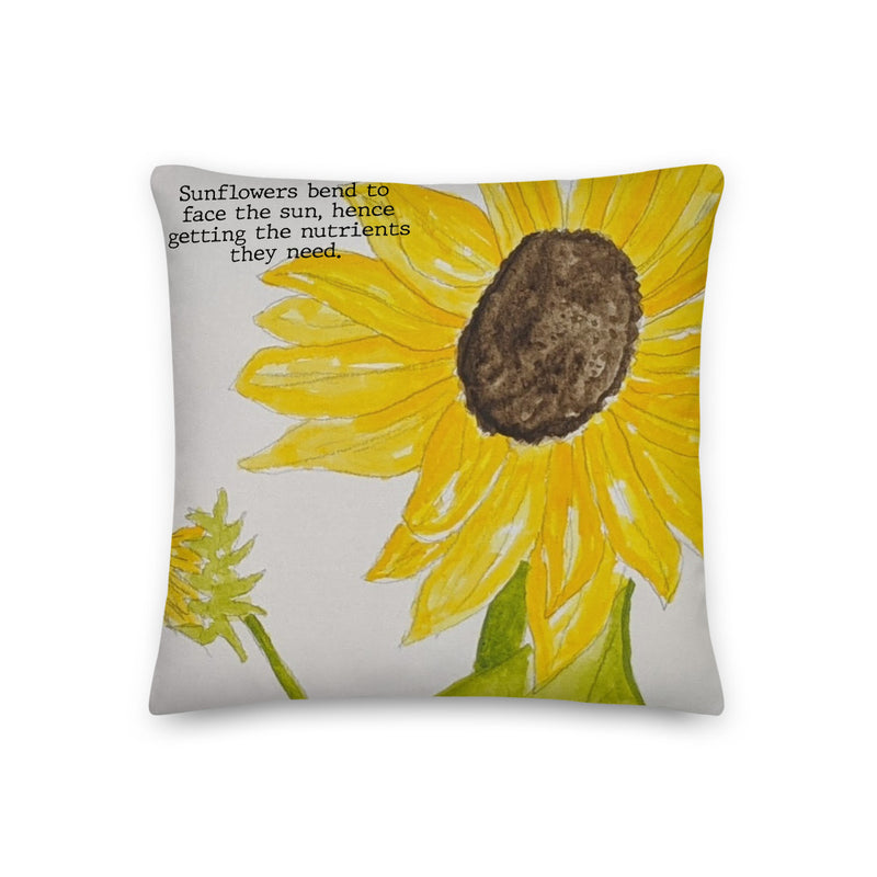 Sunflower Watercolor Premium Pillow - Artski&Hush