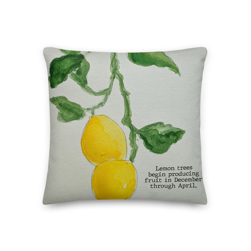 Lemon Watercolor Premium Pillow - Artski&Hush