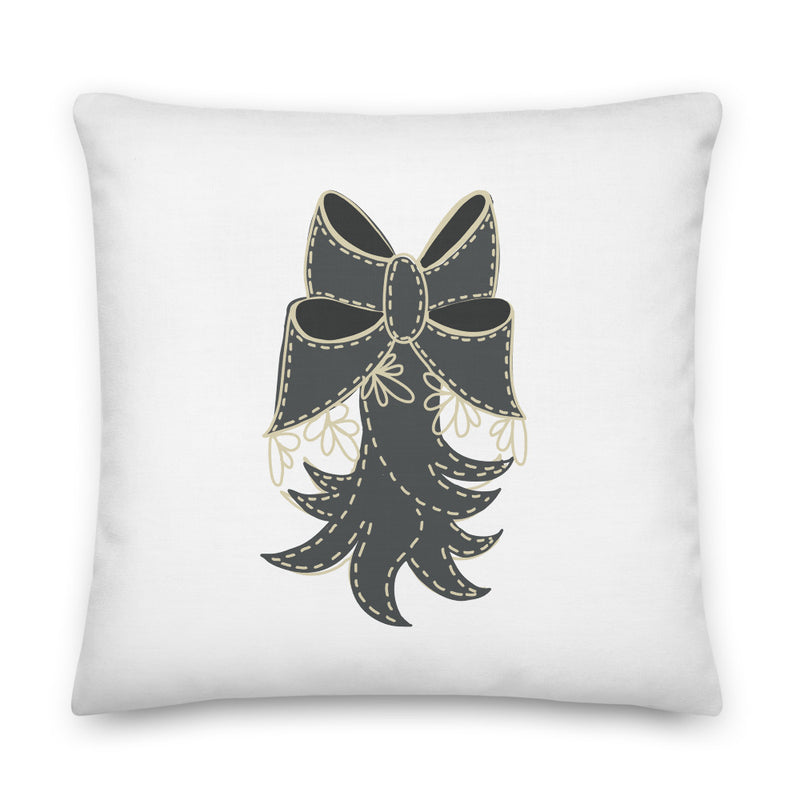Dual Ribbon Decorative Throw Pillow - Artski&Hush