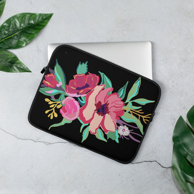 Colorful Flora Noir Laptop Sleeve - Artski&Hush