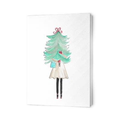Watercolor Christmas Tree Time Christmas Cards - Artski&Hush