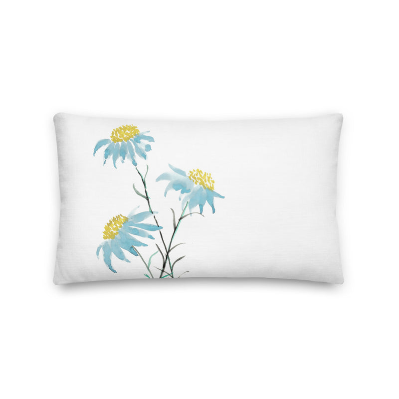 Blue Daisy Watercolor Decorative Throw Pillows - Artski&Hush