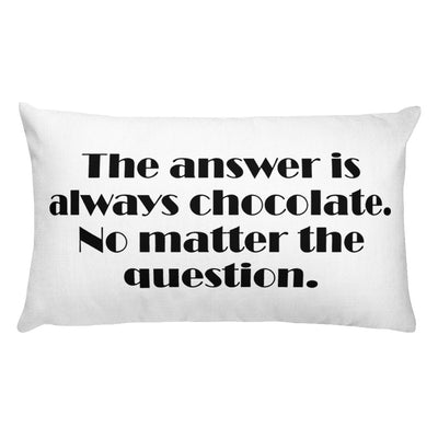 "The Answer is Chocolate" Decorative Lumbar Throw Pillow - Artski&Hush