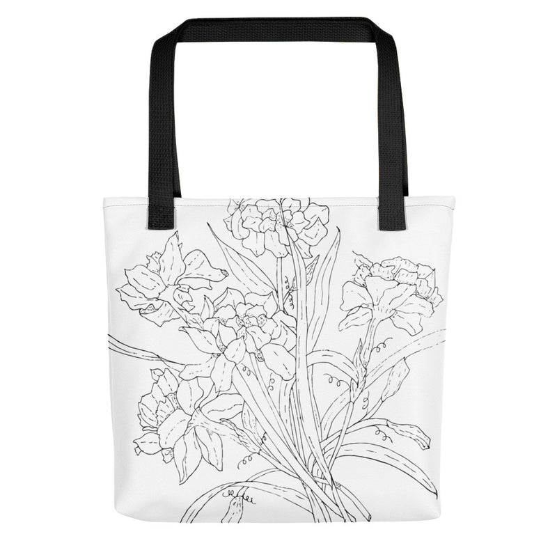 B & W Flower Bushel Toting bag - Artski&Hush