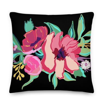 Black Flora Decorative Pillow - Artski&Hush