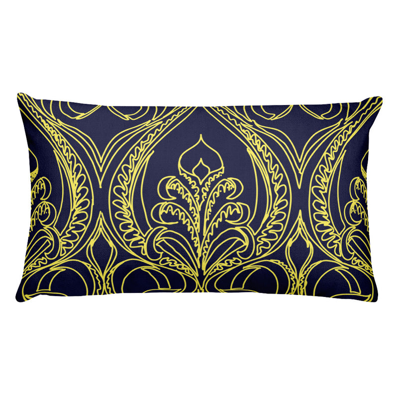 Navy Art Deco Lily Decorative Throw Pillows - Artski&Hush