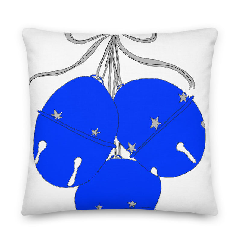 Silver & Navy Bells Decorative Throw Pillow - Artski&Hush