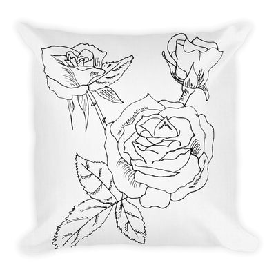 Tufted B & W Rose Decorative Throw Pillow - Artski&Hush