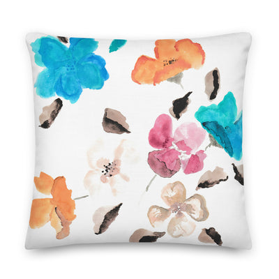 Flutter of Flowers Watercolor Decorative Throw Pillow - Artski&Hush