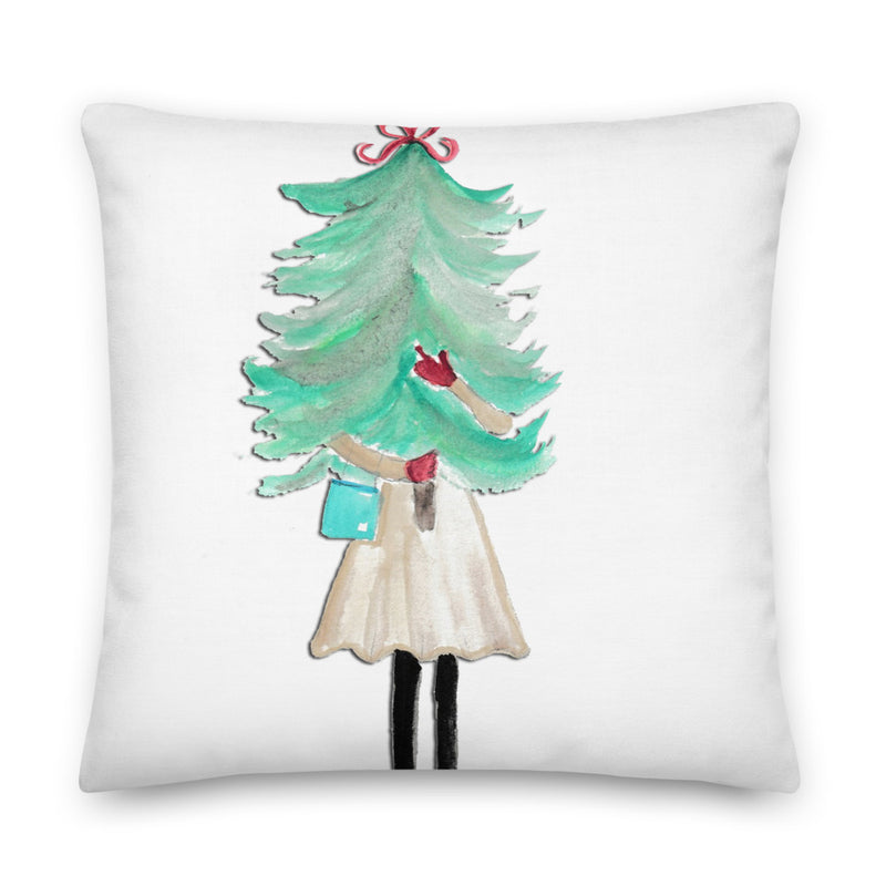 Watercolor Christmas Tree Decorative  Throw Pillow - Artski&Hush