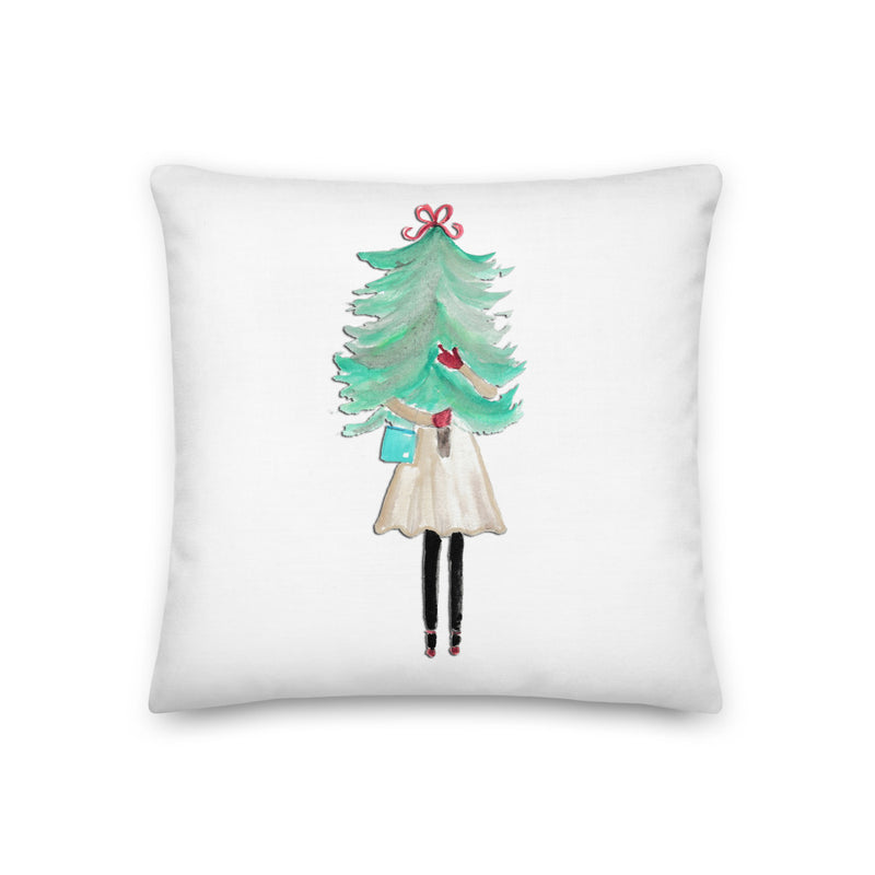 Watercolor Christmas Tree Decorative  Throw Pillow - Artski&Hush